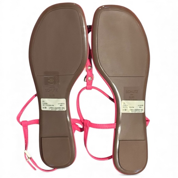 Schutz Eryl Neon Pink Embellished Thong Sandals Shoes 8.5 Resort Holiday Festive - Picture 6 of 10